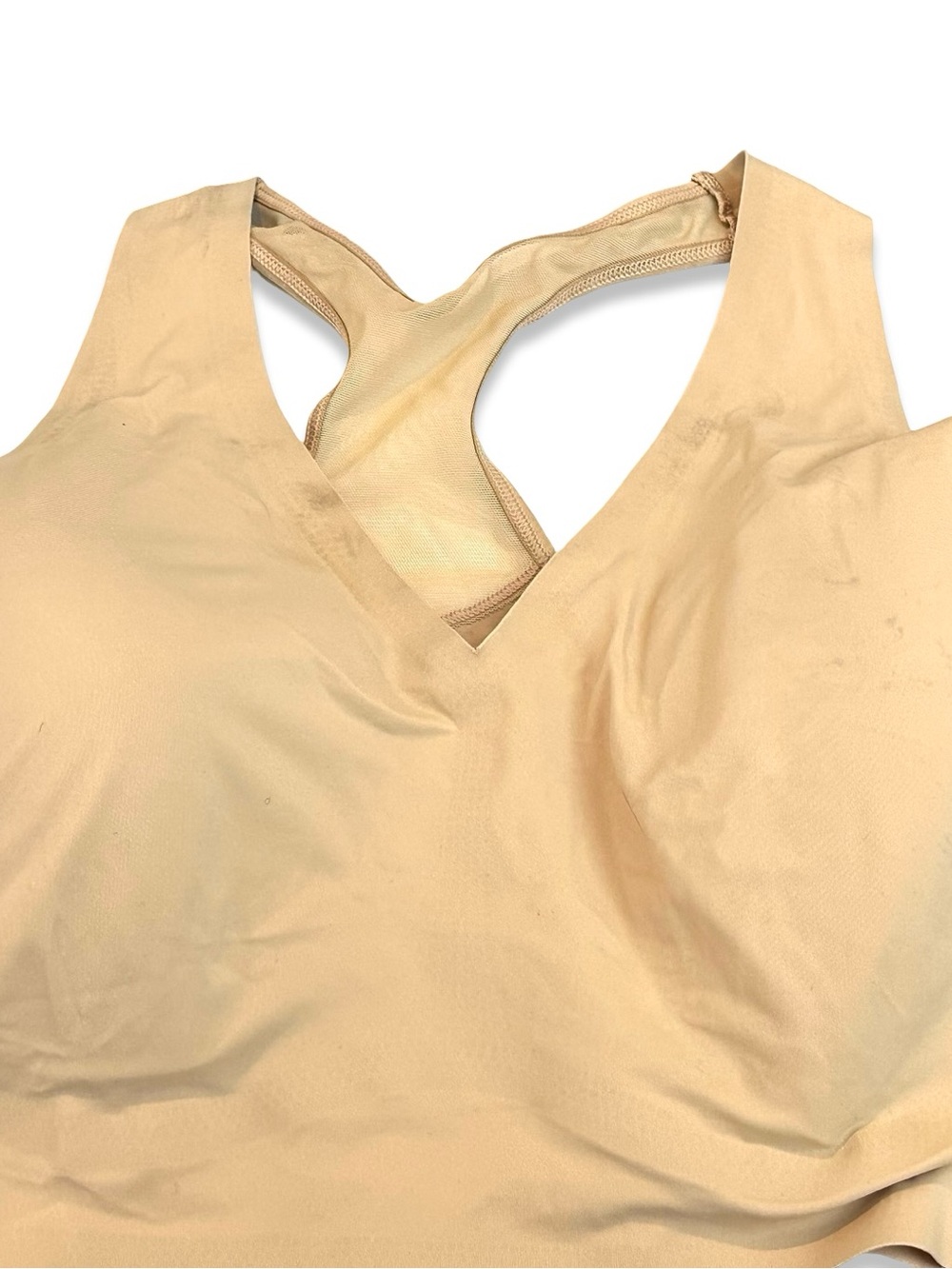 True & Co. Beige Racerback V-Neck Seamless Bralette